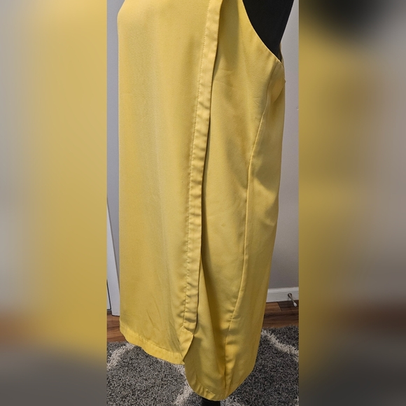 Naked Zebra Yellow Racer Back Asymmetrical Hemline Dress Size L - Picture 2 of 3